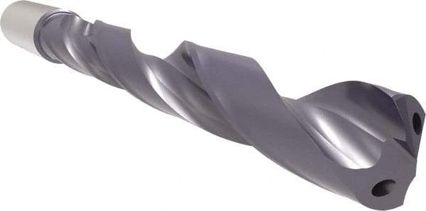 Allied Machine and Engineering - 3/4" 140° Solid Carbide Jobber Drill - Bright Finish, Right Hand Cut, Spiral Flute, Straight Shank, 7-7/8" OAL, Standard Point - USA Tool & Supply