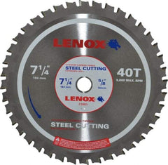 Lenox - 7-1/4" Diam, 5/8" Arbor Hole Diam, 40 Tooth Wet & Dry Cut Saw Blade - Titanium Carbide-Tipped, General Purpose Action, Standard Round Arbor - USA Tool & Supply