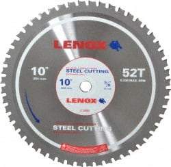 Lenox - 10" Diam, 5/8" Arbor Hole Diam, 52 Tooth Wet & Dry Cut Saw Blade - Titanium Carbide-Tipped, General Purpose Action, Standard Round Arbor - USA Tool & Supply