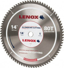 Lenox - 14" Diam, 1" Arbor Hole Diam, 80 Tooth Wet & Dry Cut Saw Blade - Titanium Carbide-Tipped, General Purpose Action, Standard Round Arbor - USA Tool & Supply