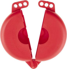 NMC - 2-1/2 to 5 Inch Valve Handle Size, Polypropylene Rotating Gate Valve Wheel Lockout - 3/8 Inch Max Shackle Diameter, Red - USA Tool & Supply