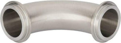 VNE - 1-1/2", E-Line Style, Sanitary Stainless Steel Pipe 90° Elbow - Male x Male Connection, Grade 304 - USA Tool & Supply