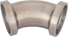 VNE - 2", E-Line Style, Sanitary Stainless Steel Pipe 45° Elbow - Female x Female Connection, Grade 304 - USA Tool & Supply