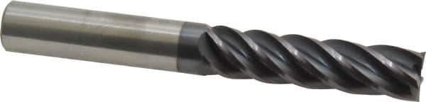 Accupro - 1/2", 2" LOC, 1/2" Shank Diam, 4" OAL, 5 Flute, Solid Carbide Square End Mill - Single End, AlTiN Finish, Spiral Flute, Variable° Helix, Centercutting, Right Hand Cut, Right Hand Flute - USA Tool & Supply