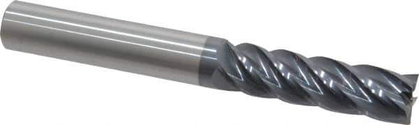 Accupro - 5/8", 2-1/4" LOC, 5/8" Shank Diam, 5" OAL, 5 Flute, Solid Carbide Square End Mill - Single End, AlTiN Finish, Spiral Flute, Variable° Helix, Centercutting, Right Hand Cut, Right Hand Flute - USA Tool & Supply
