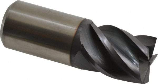 Accupro - 1", 1-1/4" LOC, 1" Shank Diam, 3" OAL, 5 Flute, Solid Carbide Square End Mill - Single End, AlTiN Finish, Spiral Flute, Variable° Helix, Centercutting, Right Hand Cut, Right Hand Flute - USA Tool & Supply