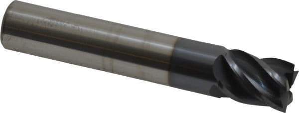 Accupro - 7/16", 9/16" LOC, 7/16" Shank Diam, 2-1/2" OAL, 5 Flute, Solid Carbide Square End Mill - Single End, AlTiN Finish, Spiral Flute, Variable° Helix, Centercutting, Right Hand Cut, Right Hand Flute - USA Tool & Supply