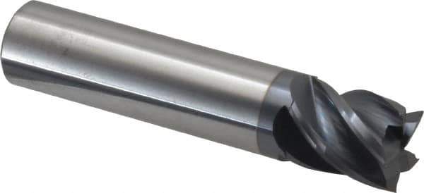 Accupro - 5/8", 3/4" LOC, 5/8" Shank Diam, 3" OAL, 5 Flute, Solid Carbide Square End Mill - Single End, AlTiN Finish, Spiral Flute, Variable° Helix, Centercutting, Right Hand Cut, Right Hand Flute - USA Tool & Supply