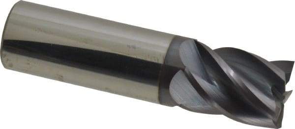Accupro - 3/4", 1" LOC, 3/4" Shank Diam, 3" OAL, 5 Flute, Solid Carbide Square End Mill - Single End, AlTiN Finish, Spiral Flute, Variable° Helix, Centercutting, Right Hand Cut, Right Hand Flute - USA Tool & Supply