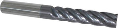 Accupro - 3/4", 3-1/4" LOC, 3/4" Shank Diam, 6" OAL, 5 Flute, Solid Carbide Square End Mill - Single End, AlTiN Finish, Spiral Flute, Variable° Helix, Centercutting, Right Hand Cut, Right Hand Flute - USA Tool & Supply