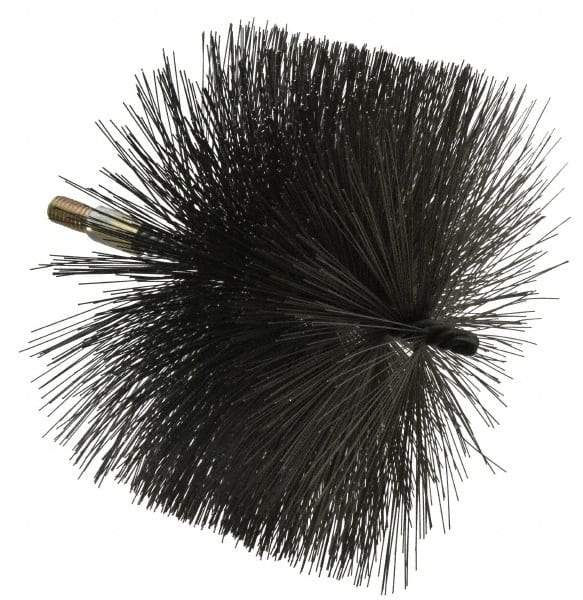 Value Collection - 8" Diam Helical Steel Tube Brush - 0.02" Filament Diam, 4-1/4" Brush Length, 7-1/2" OAL, 1/2-12 Male Shank - USA Tool & Supply