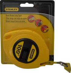 Stanley - 100' x 3/8" Yellow Blade Tape Measure - 1/8" Graduation, Inch Graduation Style, Yellow Case - USA Tool & Supply