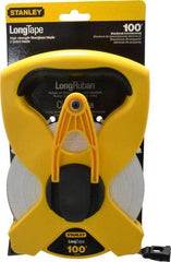 Stanley - 100' x 1/2" Tape Measure - 1/8" & 1/100 & 1/10' Graduation, Engineer Scale Graduation Style, Yellow/Black Case - USA Tool & Supply