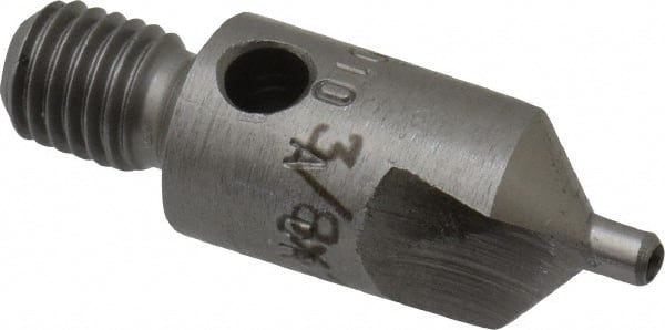 Made in USA - 1-1/8" OAL, 3/8" Head Diam, 2 Flute, 100° Incl Angle, Integral Pilot, Adjustable Stop Countersink - USA Tool & Supply