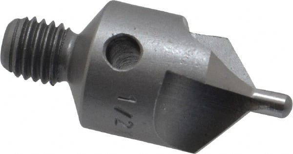 Made in USA - 1-1/8" OAL, 1/2" Head Diam, 3 Flute, 100° Incl Angle, Integral Pilot, Adjustable Stop Countersink - USA Tool & Supply