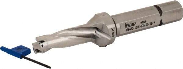 Iscar - 1.88" Max Drill Depth, 3xD, 5/8" Diam, Indexable Insert Drill - 2 Inserts, 3/4" Shank Diam, Straight Shank - USA Tool & Supply