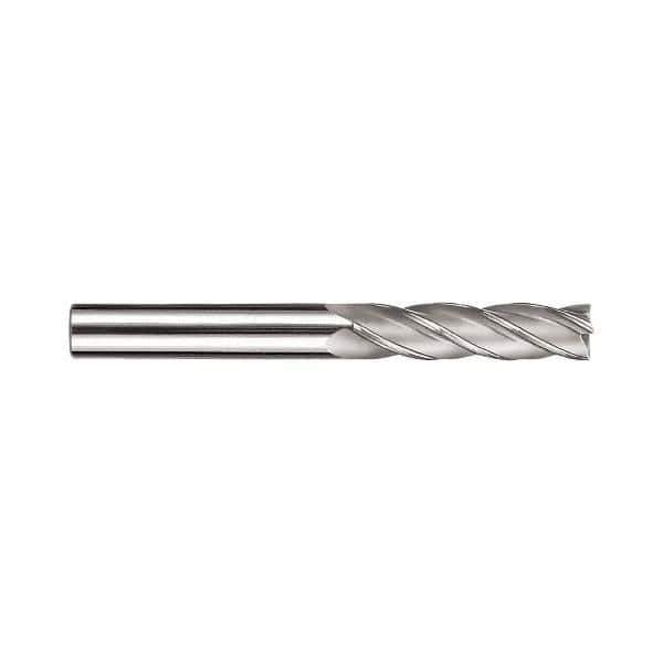 SGS - 1", 2-1/4" LOC, 1" Shank Diam, 5" OAL, 4 Flute, Solid Carbide Square End Mill - Single End, TiN Finish, Spiral Flute, 30° Helix, Centercutting, Right Hand Cut, Right Hand Flute, Series 1L - USA Tool & Supply