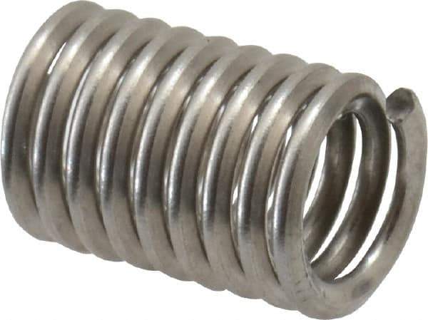 Recoil - #10-24 UNC, 0.475" OAL, Free Running Helical Insert - 9-1/4 Free Coils, Tanged, Stainless Steel, Bright Finish, 2-1/2D Insert Length - USA Tool & Supply