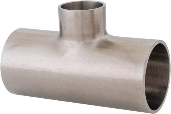VNE - 1-1/2 x 1-1/2 x 1", Weld Style, Sanitary Stainless Steel Pipe Tee - Butt Weld x Butt Weld x Butt Weld Connection, Grade 316L - USA Tool & Supply