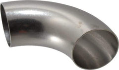 VNE - 2-1/2", Unpolished Style, Sanitary Stainless Steel Pipe 90° Elbow - Butt Weld x Butt Weld Connection, Grade 304 - USA Tool & Supply