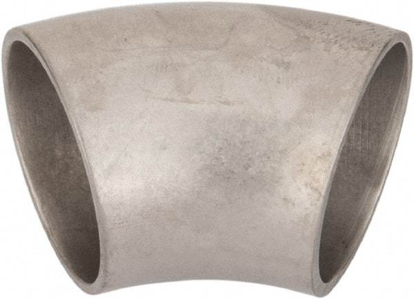 VNE - 1-1/4", Unpolished Style, Sanitary Stainless Steel Pipe 45° Elbow - Butt Weld x Butt Weld Connection, Grade 316L - USA Tool & Supply