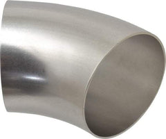 VNE - 4", Unpolished Style, Sanitary Stainless Steel Pipe 45° Elbow - Butt Weld x Butt Weld Connection, Grade 304 - USA Tool & Supply