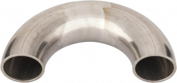 VNE - 1", Unpolished Style, Sanitary Stainless Steel Pipe 180° U Bend - Butt Weld x Butt Weld Connection, Grade 304 - USA Tool & Supply