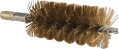 Value Collection - 2" Diam Helical Brass Tube Brush - Single Spiral, 0.012" Filament Diam, 4-1/4" Brush Length, 7-1/2" OAL, 1/2-12 Male Shank - USA Tool & Supply