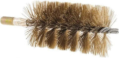Value Collection - 2-1/2" Diam Helical Brass Tube Brush - 0.014" Filament Diam, 4-1/4" Brush Length, 7-1/2" OAL, 1/2-12 Male Shank - USA Tool & Supply