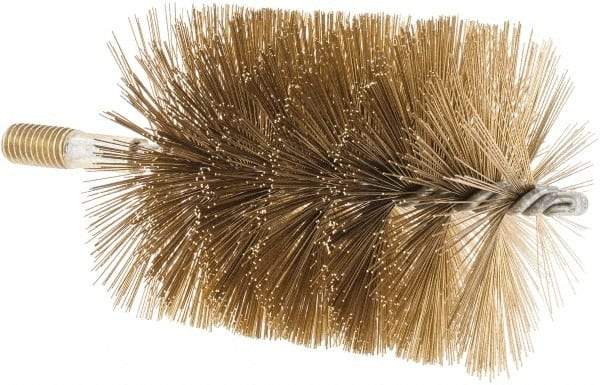 Value Collection - 3-1/2" Diam Helical Brass Tube Brush - 0.016" Filament Diam, 4-1/4" Brush Length, 7-1/2" OAL, 1/2-12 Male Shank - USA Tool & Supply