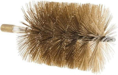 Value Collection - 3-1/2" Diam Helical Brass Tube Brush - 0.016" Filament Diam, 4-1/4" Brush Length, 7-1/2" OAL, 1/2-12 Male Shank - USA Tool & Supply