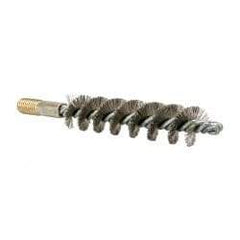 Value Collection - 1" Diam Helical Stainless Steel Tube Brush - 0.012" Filament Diam, 4-1/4" Brush Length, 7-1/2" OAL, 1/2-12 Male Shank - USA Tool & Supply