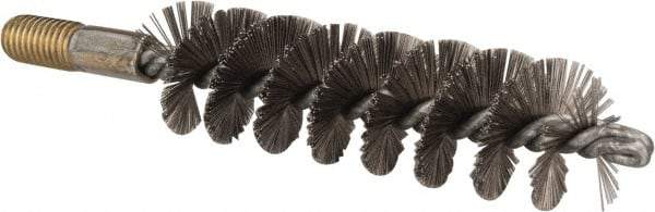 Value Collection - 1-1/4" Diam Helical Stainless Steel Tube Brush - 0.012" Filament Diam, 4-1/4" Brush Length, 7-1/2" OAL, 1/2-12 Male Shank - USA Tool & Supply