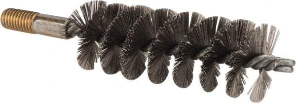 Value Collection - 1-1/2" Diam Helical Stainless Steel Tube Brush - 0.012" Filament Diam, 4-1/4" Brush Length, 7-1/2" OAL, 1/2-12 Male Shank - USA Tool & Supply