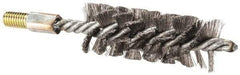 Value Collection - 1-1/2" Diam Helical Steel Tube Brush - Single Spiral, 0.012" Filament Diam, 4" Brush Length, 7" OAL, 1/2-12 Male Shank - USA Tool & Supply