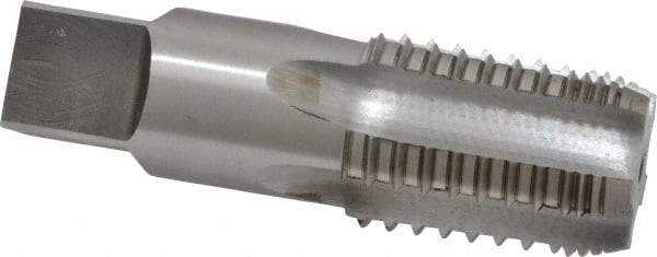 Interstate - 3/4-14 NPT, 5 Flutes, Bright Finish, High Speed Steel, Interrupted Thread Pipe Tap - 29/32 Inch Shank Diameter, 29/32 Inch Shank Diameter, 1-3/8 Inch Thread Length, 0.67 Inch Square Size, Regular Hook - USA Tool & Supply