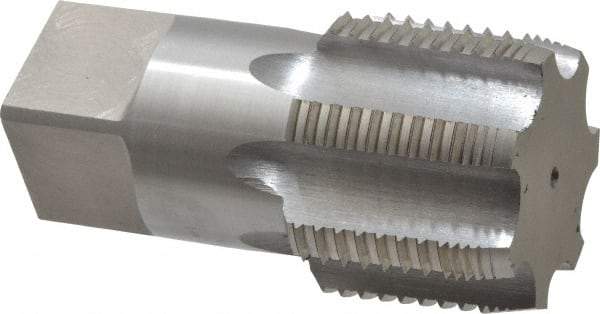 Interstate - 2 - 11-1/2 NPT, 7 Flutes, Bright Finish, High Speed Steel, Interrupted Thread Pipe Tap - 1-7/8 Inch Shank Diameter, 1-7/8 Inch Shank Diameter, 1-3/4 Inch Thread Length, 1.40 Inch Square Size, Regular Hook - USA Tool & Supply