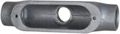 Cooper Crouse-Hinds - Form 5, TB Body, 2" Trade, Rigid Malleable Iron Conduit Body - Oval, 11-1/2" OAL, 76 cc Capacity, Gray - USA Tool & Supply