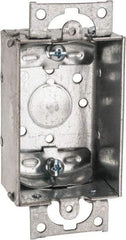 Cooper Crouse-Hinds - 1 Gang, (5) 1/2" Knockouts, Steel Rectangle Switch Box - 3" Overall Height x 2" Overall Width x 1-1/2" Overall Depth - USA Tool & Supply