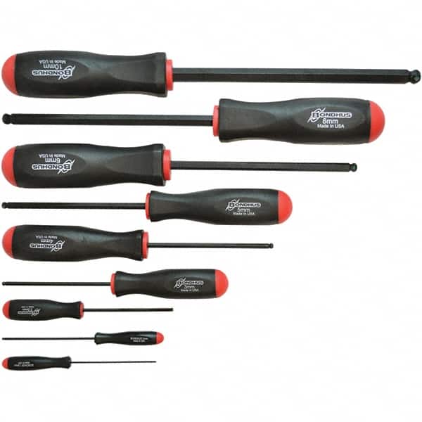 Bondhus - Hex Driver Sets Tool Type: Ball End Size Range (mm): 1.5 - 10 - USA Tool & Supply