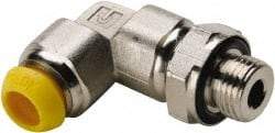 Parker - 14mm Outside Diam, 1/2-14 BSPP, Nickel Plated Brass Push-to-Connect Tube Male Elbow - 300 Max psi, Tube to Male BSPP Connection - USA Tool & Supply