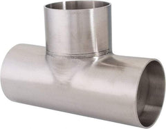 VNE - 2-1/2", Unpolished Style, Sanitary Stainless Steel Pipe Tee - Butt Weld x Butt Weld x Butt Weld Connection, Grade 316L - USA Tool & Supply