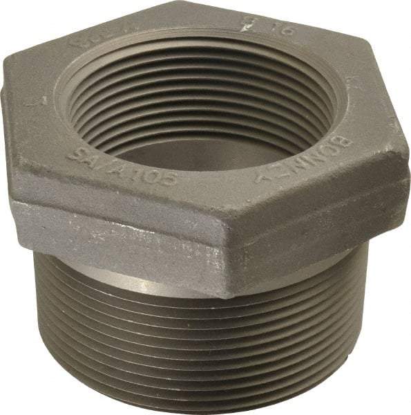 Made in USA - Size 3 x 2-1/2", Class 3,000, Forged Carbon Steel Black Pipe Hex Bushing - 3,000 psi, Threaded End Connection - USA Tool & Supply