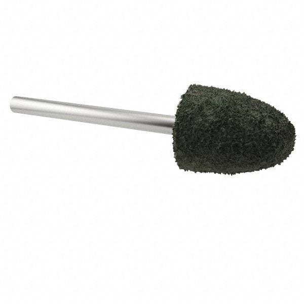 Grier Abrasives - 3/8" Head Diam x 3/4" Thickness, B52, Pointed End, Aluminum Oxide Mounted Point - Green-Gray, Coarse Grade, 45,370 RPM - USA Tool & Supply