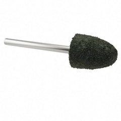Grier Abrasives - 3/8" Head Diam x 3/4" Thickness, B52, Pointed End, Aluminum Oxide Mounted Point - Green-Gray, Coarse Grade, 45,370 RPM - USA Tool & Supply