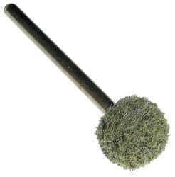 Grier Abrasives - 1/2" Head Diam x 1/2" Thickness, B121, Ball End, Aluminum Oxide Mounted Point - Green-Gray, Fine Grade, 25,000 RPM - USA Tool & Supply