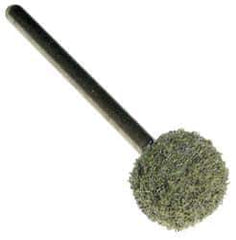 Grier Abrasives - 1/2" Head Diam x 1/2" Thickness, B121, Ball End, Aluminum Oxide Mounted Point - Green-Gray, Fine Grade, 25,000 RPM - USA Tool & Supply