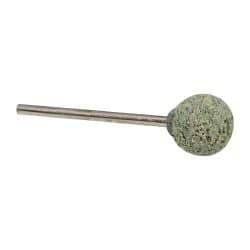 Grier Abrasives - 1/2" Head Diam x 1/2" Thickness, B121, Ball End, Aluminum Oxide Mounted Point - Green-Gray, Coarse Grade, 25,000 RPM - USA Tool & Supply