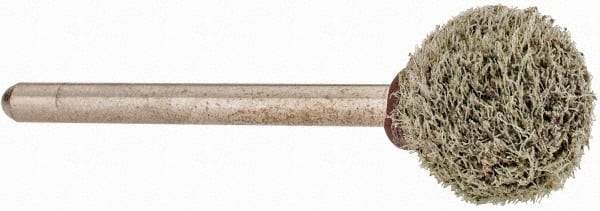 Grier Abrasives - 1/2" Head Diam x 1/2" Thickness, B121, Ball End, Aluminum Oxide Mounted Point - Green-Gray, Medium Grade, 45,370 RPM - USA Tool & Supply