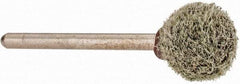 Grier Abrasives - 1/2" Head Diam x 1/2" Thickness, B121, Ball End, Aluminum Oxide Mounted Point - Green-Gray, Medium Grade, 45,370 RPM - USA Tool & Supply
